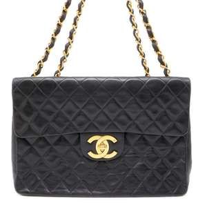 CHANEL Chain Bag Matelasse 30 Coco Mark Lambskin W Chain Black Bag